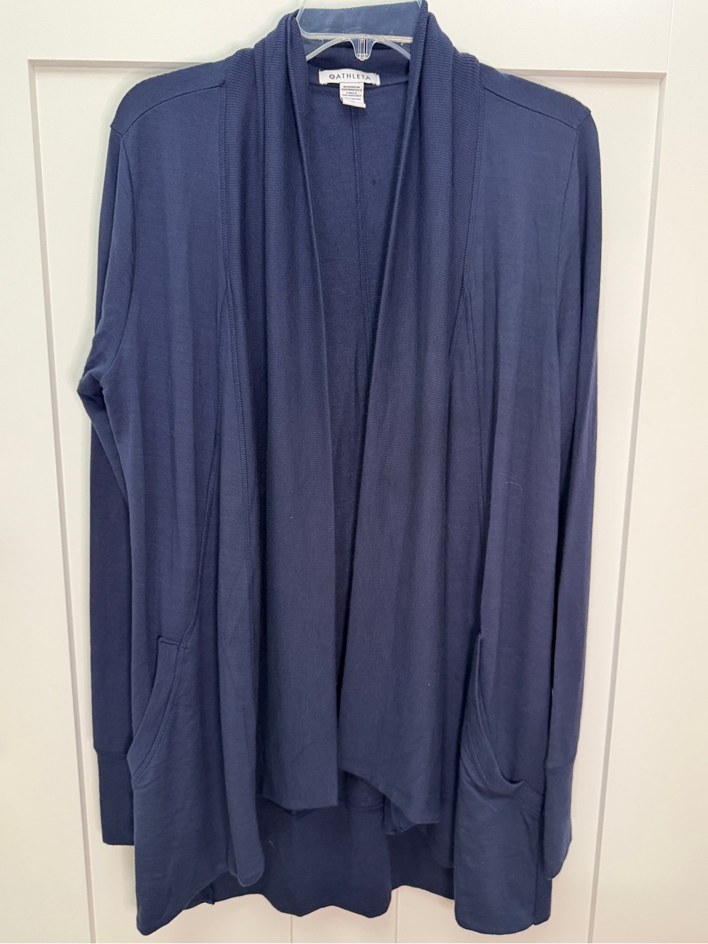 Athleta Pranayama Wrap - Navy Blue Open Front Draped Cardigan